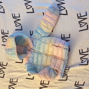 Baby Gap Winter Fall Puffer Jacket Toddler 2T Girls Pink Rainbow Zip Up Coat